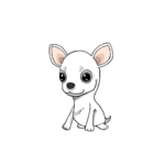 斜め向きの白いチワワの無料手書きイラスト