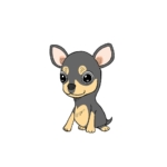 斜め向きの黒いチワワの無料手書きイラスト