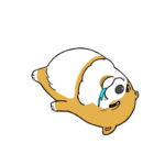 仰向けで寝ているポメラニアンのイラスト