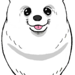 白いポメラニアンの無料イラスト