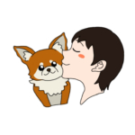 ペットとキスするイラスト