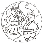 ペットのぬり絵。織姫・彦星の犬
