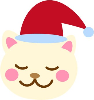 クリスマスモチーフの猫無料イラスト