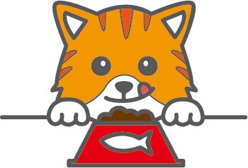 食事をしている猫のイラスト