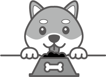 食事をしている犬(白黒)イラスト