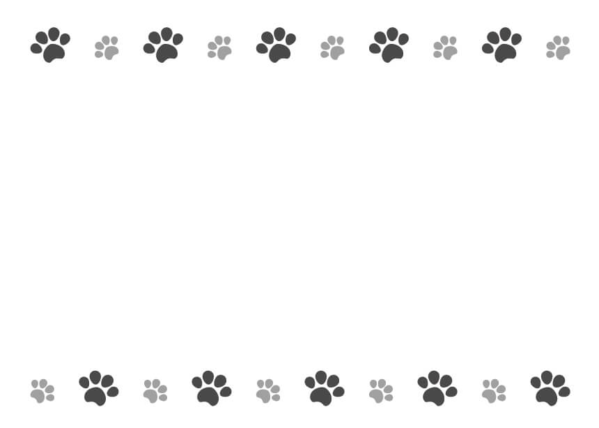 犬猫の肉球(足あと)黒色のフレームイラスト