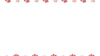 犬猫の肉球（足あと）ピンクのフレームイラスト