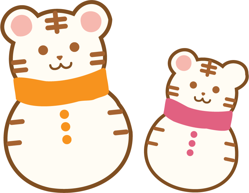 トラの雪だるま(親子)イラスト
