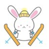 スキーをしているウサギのイラスト【無料】