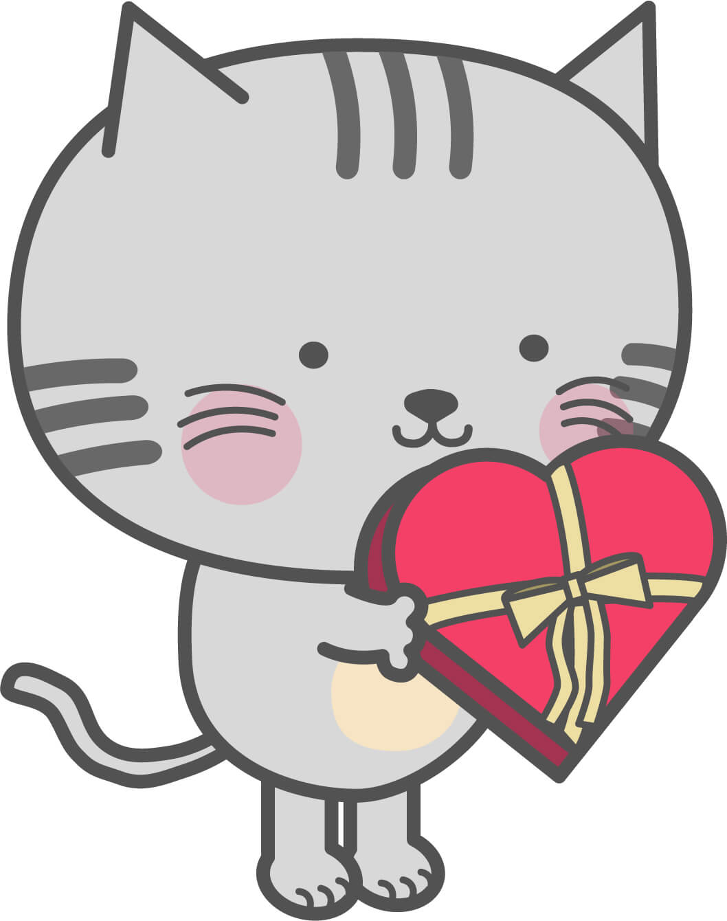 バレンタインを渡す猫のイラスト【無料】