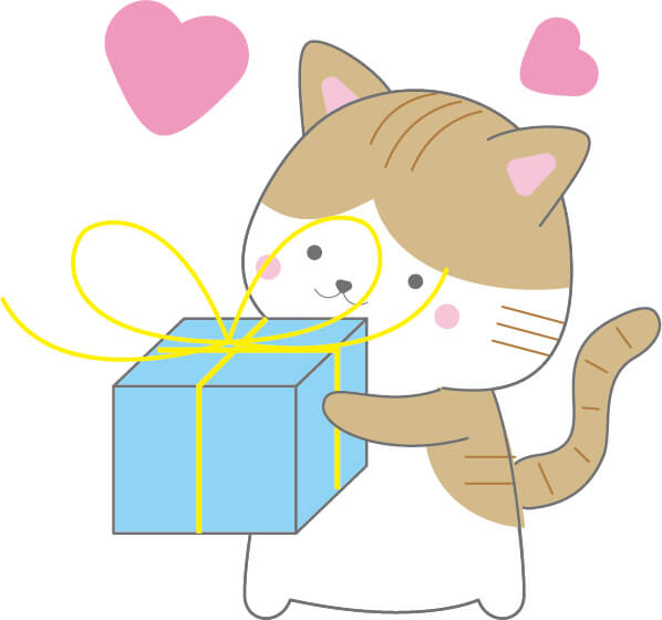 プレゼントを渡す猫のイラスト【無料】