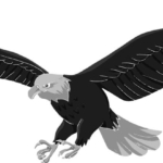 かっこいい鷹(たか)・鷲(わし)のイラスト(白黒)【無料】